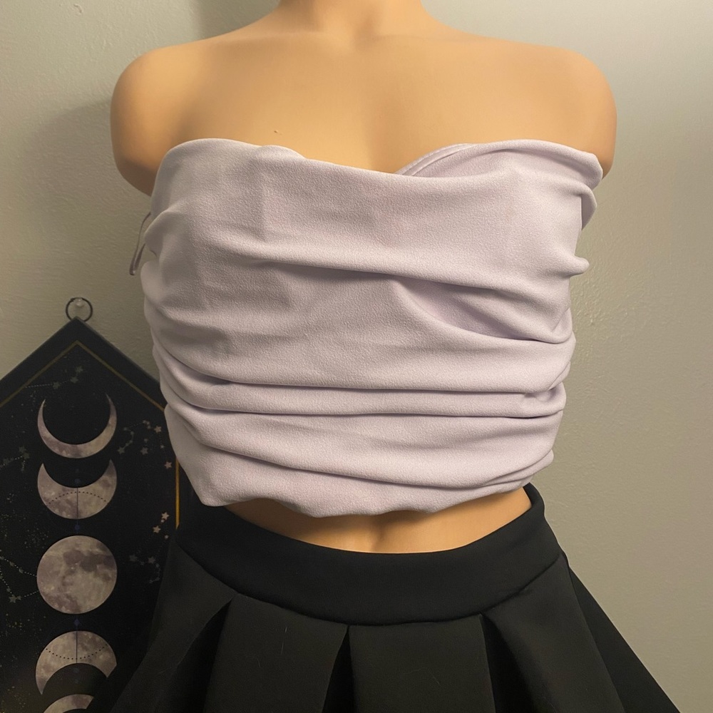 Lavender strapless crop top by Zara. Size L
